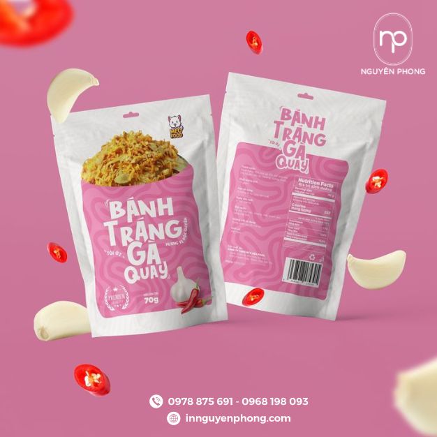 in tem nhãn logo đồ ăn vặt đẹp